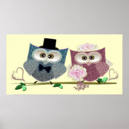 Póster Wedding Owls Art Poster
