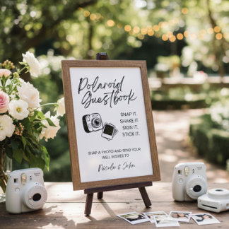 Póster Wedding Polaroid Photo Guest Book