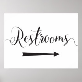Póster Wedding Restrooms Sign Directions Right Arrow