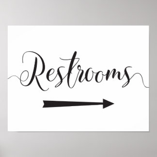 Póster Wedding Restrooms Sign Directions Right Arrow