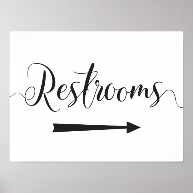 Póster Wedding Restrooms Sign Directions Right Arrow (Frente)