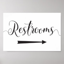 Póster Wedding Restrooms Sign Directions Right Arrow