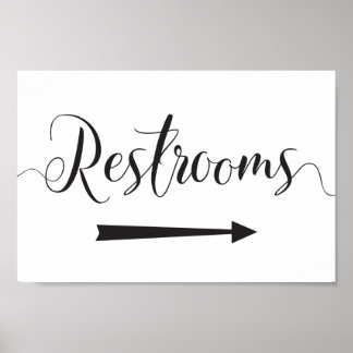 Póster Wedding Restrooms Sign Directions Right Arrow