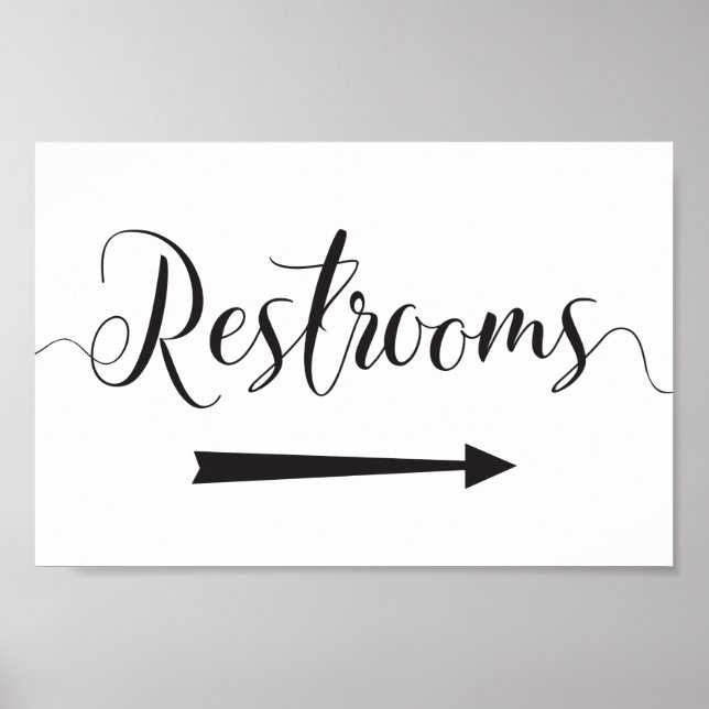 Póster Wedding Restrooms Sign Directions Right Arrow (Frente)
