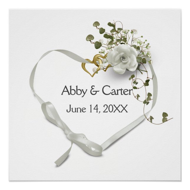 Póster Wedding Ribbon Heart with Ivy (Anverso)