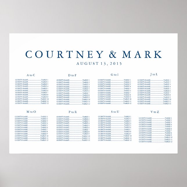 Póster Wedding Seating Chart (Frente)