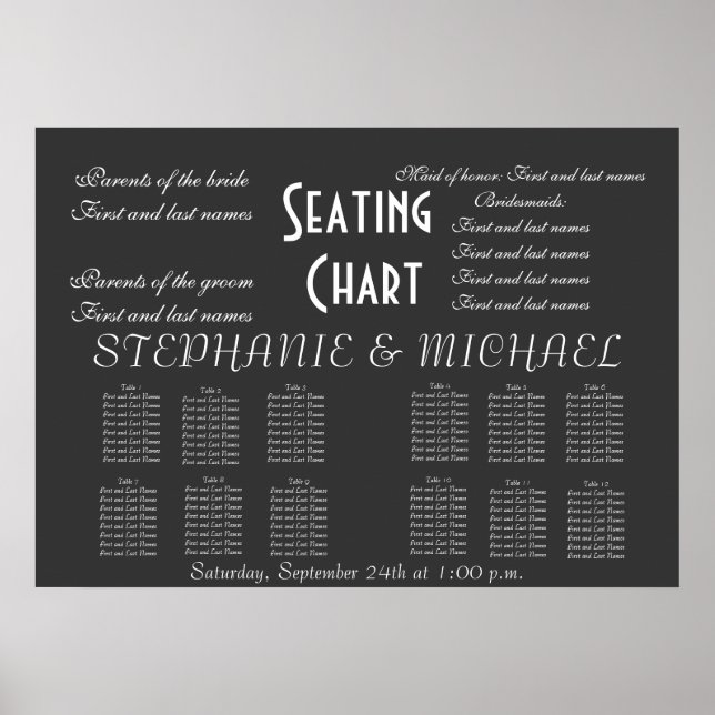 Póster Wedding Seating Chart (Frente)