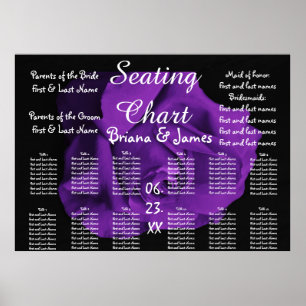 Póster Wedding Seating Chart Bride Groom Bridal Purple