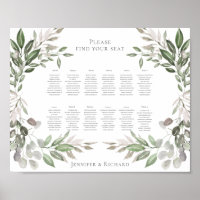 Wedding Seating Chart Foliage Bouquet
