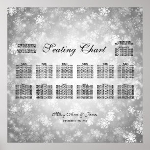 Póster Wedding Seating Chart Silver Winter Wonderland