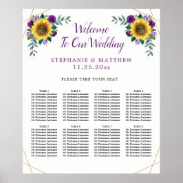 Póster Wedding Seating Sunflower Purple Geometrical 8