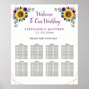Póster Wedding Seating Sunflower Purple Geometrical 8