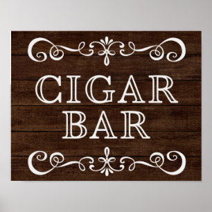Póster Wedding Sign – Cigar Bar Rustic Wedding Sign