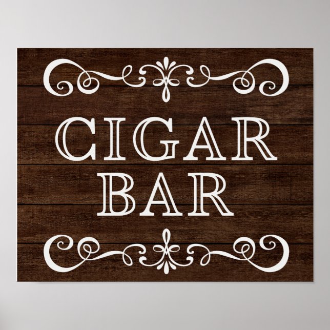 Póster Wedding Sign – Cigar Bar Rustic Wedding Sign (Frente)