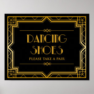 Póster Wedding Sign – Dancing Shoes Gatsby Wedding Sign