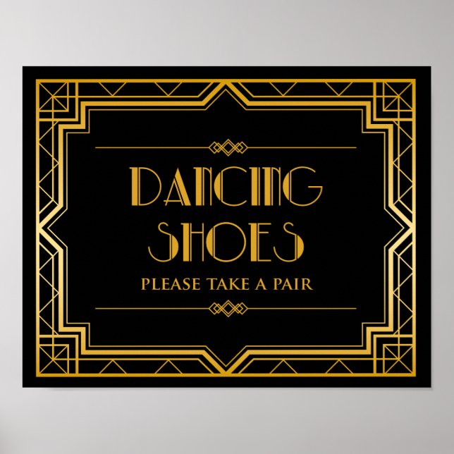 Póster Wedding Sign – Dancing Shoes Gatsby Wedding Sign (Frente)