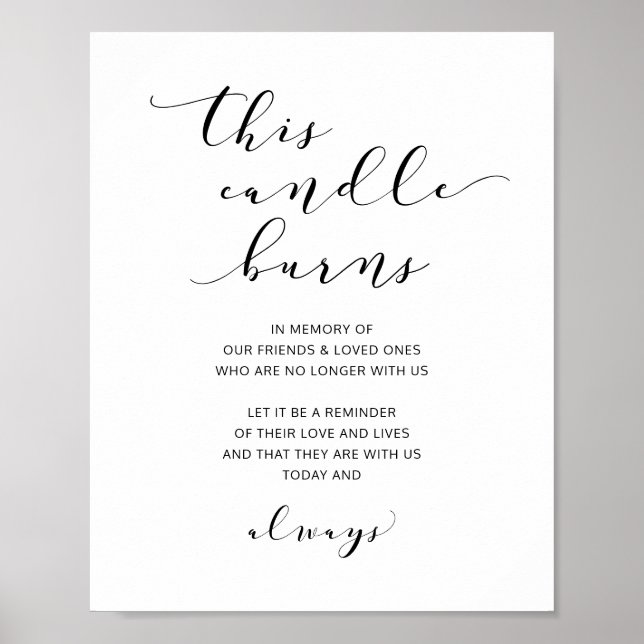Póster Wedding This Candle Burns Sign Modern Script (Frente)