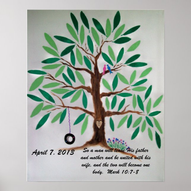Póster Wedding Tree Guest Book Gift (Frente)