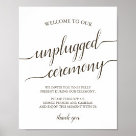 Póster Wedding Unplugged Ceremony Sign