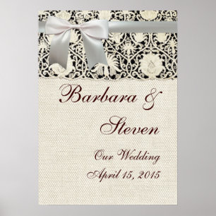 Póster Wedding Vintage White Lace and Linen