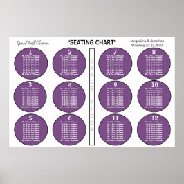 Póster Wedding Violet 12 Table Seating Chart
