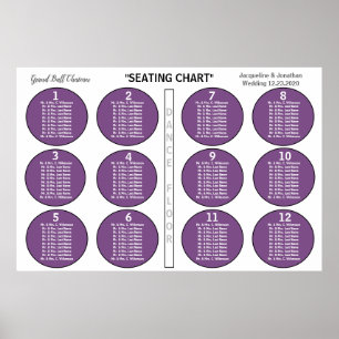 Póster Wedding Violet 12 Table Seating Chart