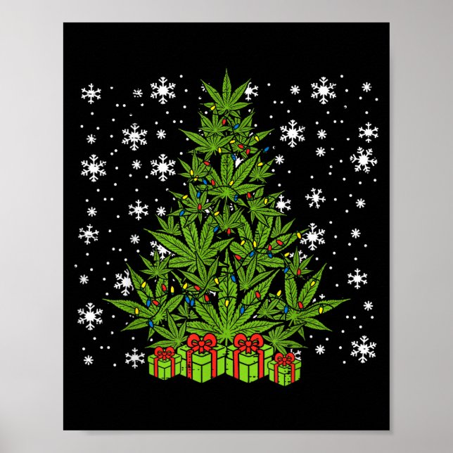 Póster Weed Christmas Tree Funny Xmas T Men Women  (Frente)