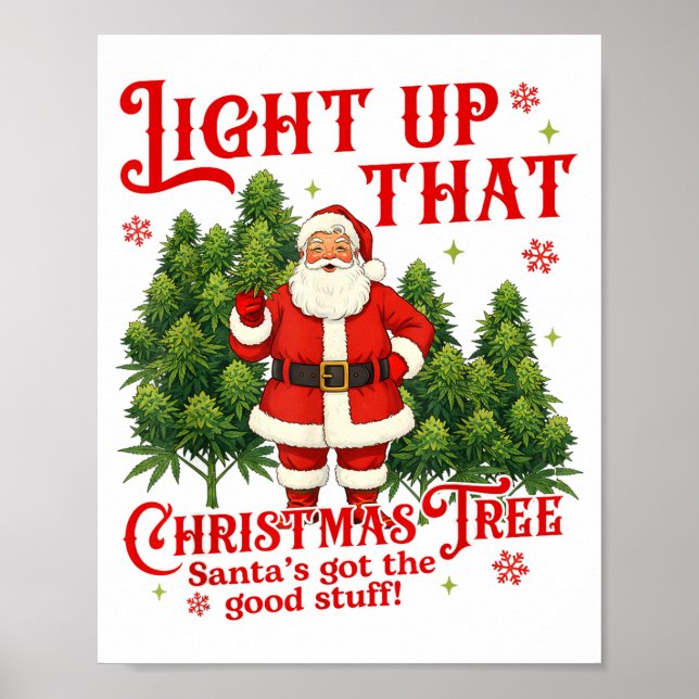 Póster Weed Lover Smoking Light Up Christmas Tree  (Frente)