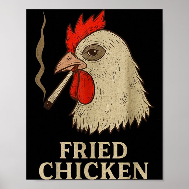 Póster Weed Meme Funny Fried Chicken Smoking  (Frente)