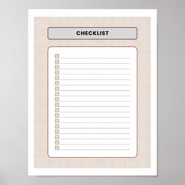 Póster Weekly Checklist Planner Page (Frente)