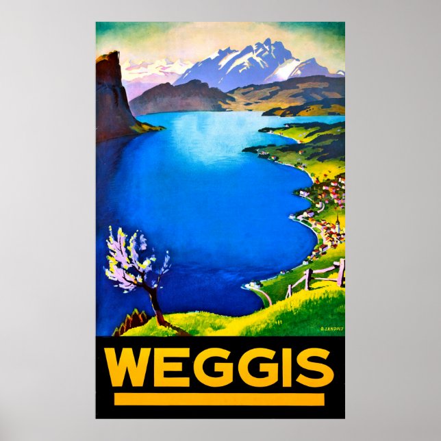Póster Weggis, vistas al lago Lucerne, Suiza (Frente)