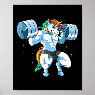 Póster Weightlifell - Funny Unicorn Weightlifter