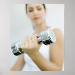 Póster Weightlifting. Woman lifting dumbbells. This