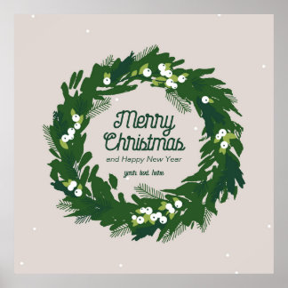 Póster Weihnachtskranz in grün. Poster