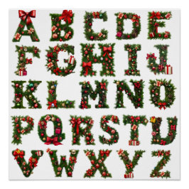 Póster Weihnachtsmonogramm ABC, Alphabet, alle Buchstaben