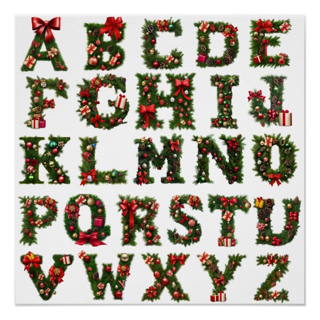 Póster Weihnachtsmonogramm ABC, Alphabet, alle Buchstaben (Anverso)