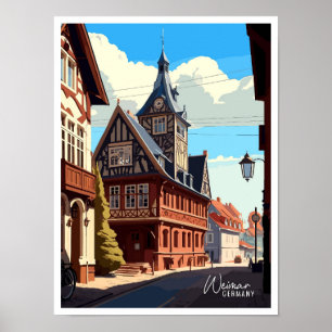 Póster Weimar Alemania Art Vintage Travel Ilustracion