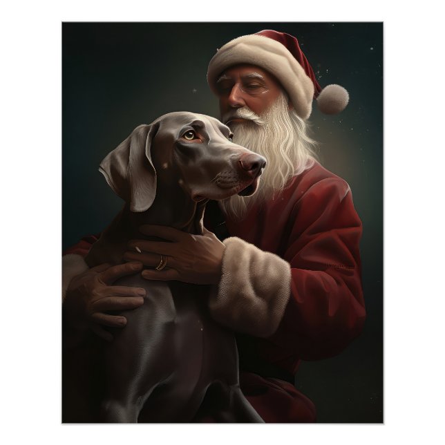 Póster Weimaraner Con Navidades Festividades De Santa Cla (Anverso)