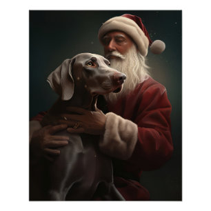 Póster Weimaraner con Santa Claus Festivo de Navidad