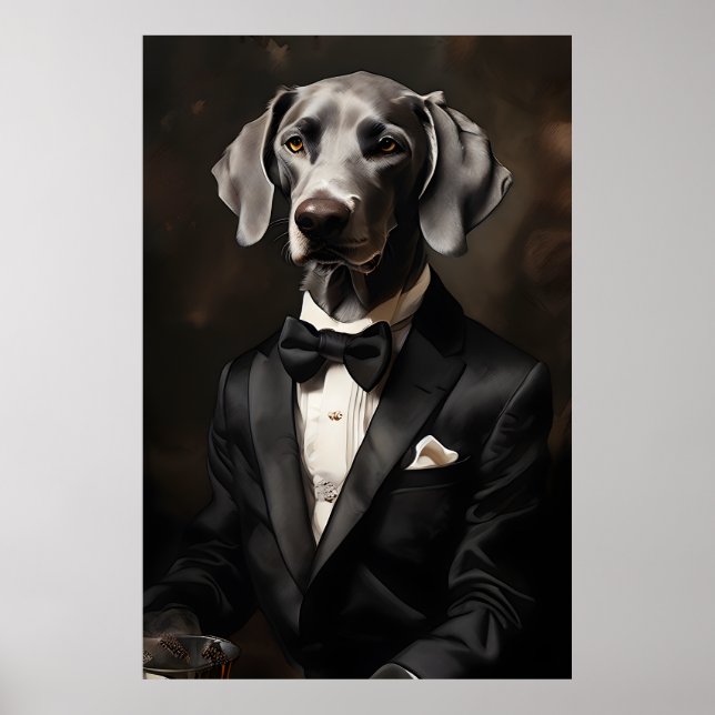 Póster Weimaraner con tinta de Tuxedo vertical (Frente)