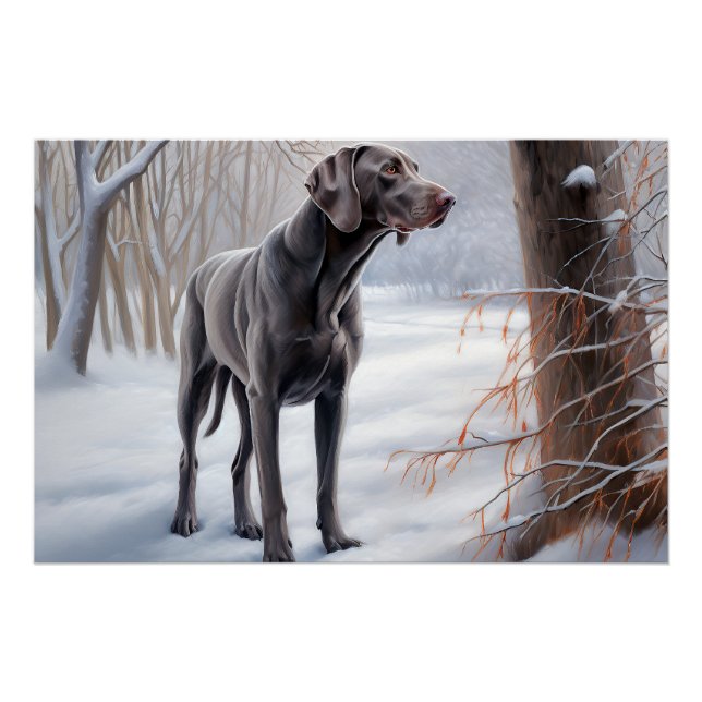 Póster Weimaraner Deja que nieve Navidad (Anverso)