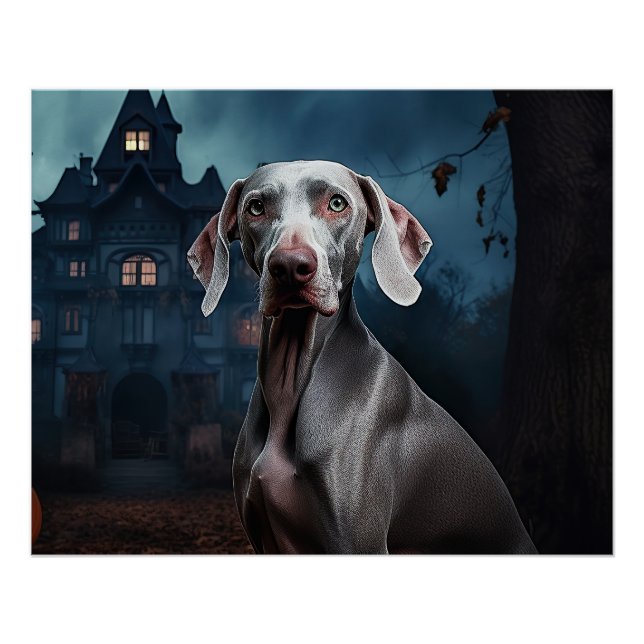 Póster Weimaraner Halloween Scary (Anverso)