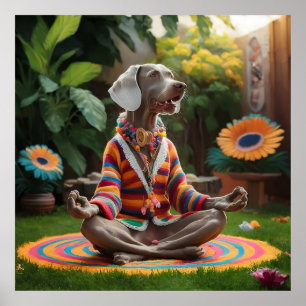 Póster Weimaraner Hippie Meditación Sesión Zen Garden