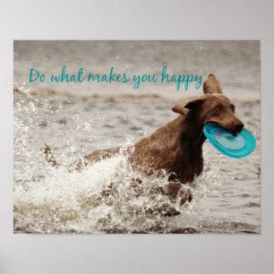 Póster Weimaraner y Happy Quote