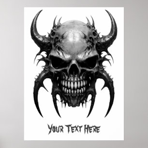 Póster Weirdcore personalizado Spiky Skull Gray