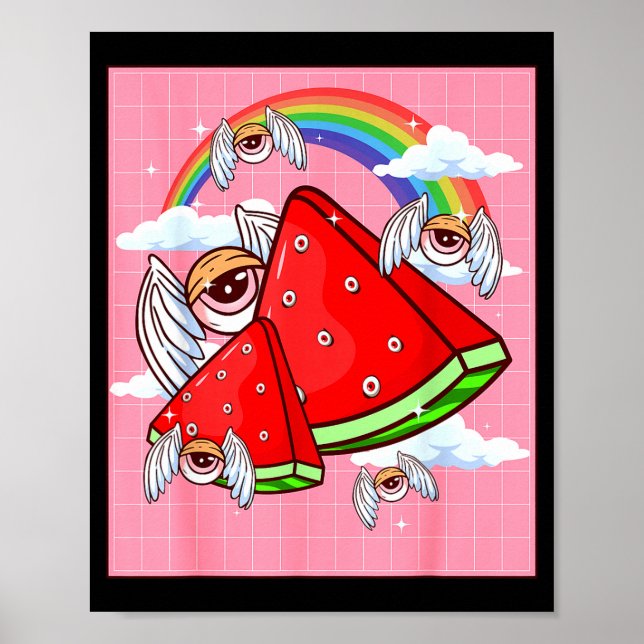 Póster Weirore Aesthetic Kawaii Watermelon Eyes Winged Ey (Frente)
