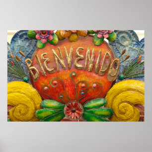 Póster Welcom sign in Spanish, Mexico