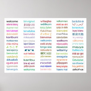 Póster Welcome - 80 Languages Poster -3 sizes/White