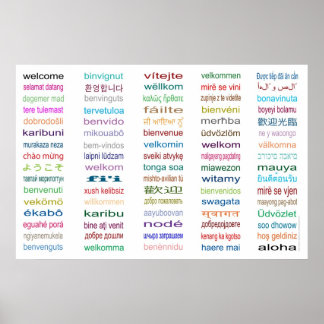 Póster Welcome - 80 Languages Poster -3 sizes/White
