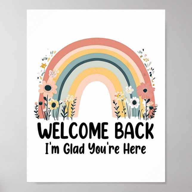 Póster Welcome Back I'm Glad You're Here Teacher 1st Day  (Frente)